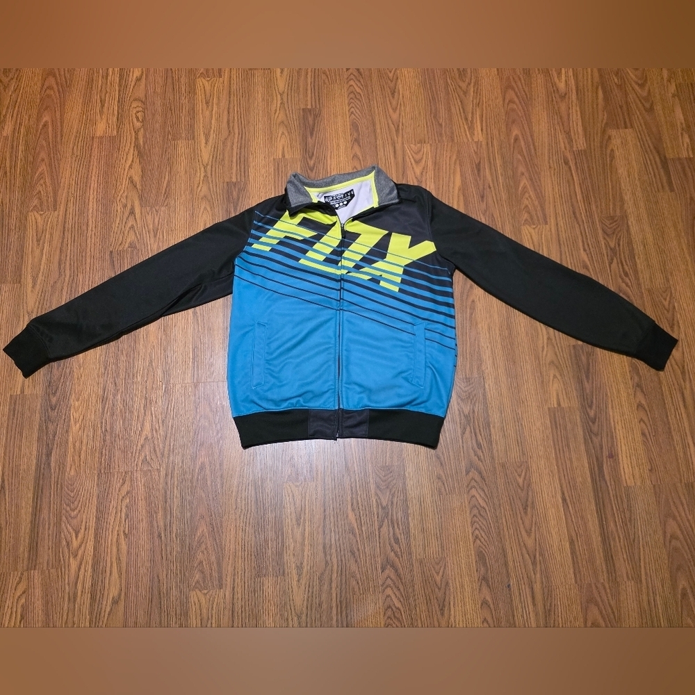 Fox Racing Full Zip Mens Sweater Medium Blue Black Moto MX BMX